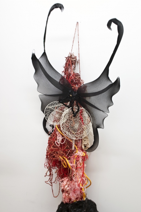 aimee hertog Installation and Sculpture String, rope, wings, wire basket, glue
