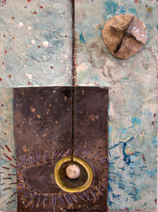 Alexandra Rutsch Brock Paintings  2009 - 2010 encaustic and raku ceramic on panel