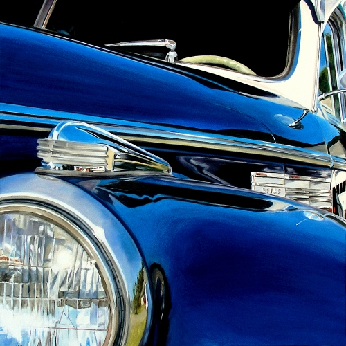 Blue Buick allan gorman On the Road Oil on Canvas