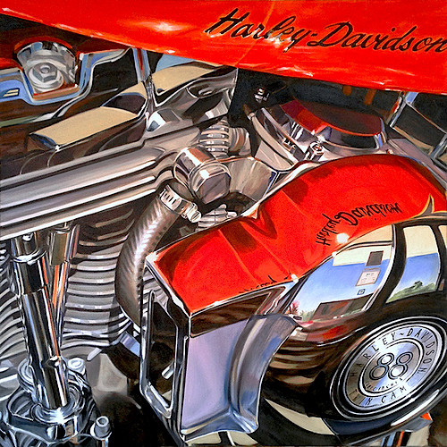 Twin Cam Reflections allan gorman Ready to Rumble Oil on Canvas