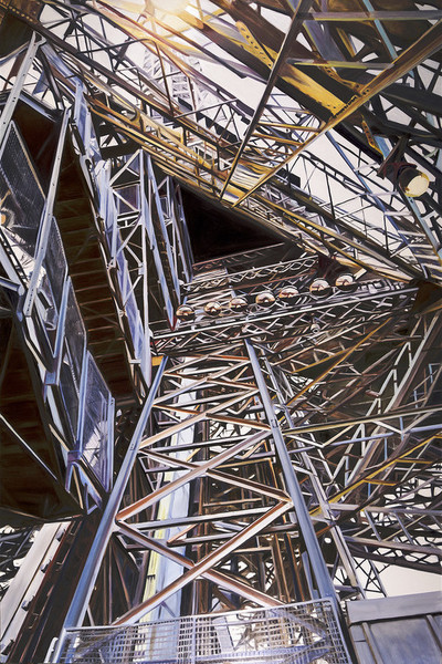 Prenez les escaliers sur la gauche s'il vous plaît allan gorman Exquisite Engineering Oil on Aluminum Panel
