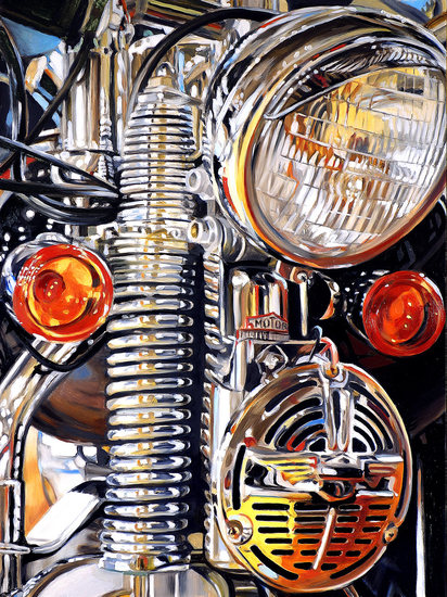 Three Lights and a Horn allan gorman Ready to Rumble Oil on Panel