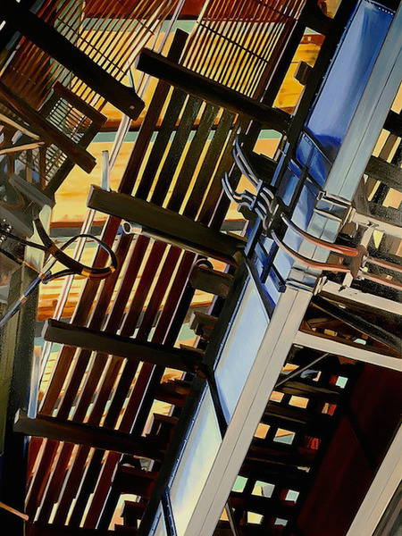 Cat Walk allan gorman Under The El Oil on Linen
