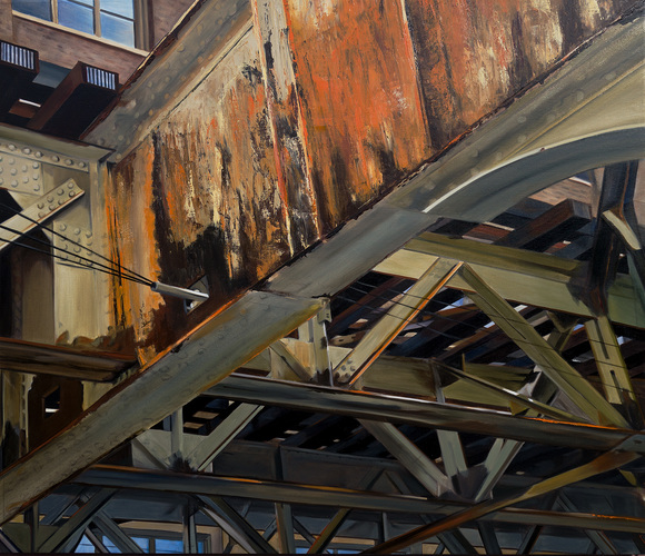 Old Rust on the Brown Line allan gorman Under The El Oil on Linen