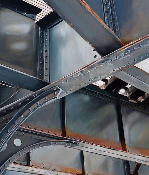 At the Intersection of Steel and Steel allan gorman Under The El Oil on Linen