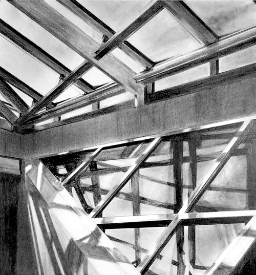 Windows in the new Wing allan gorman Graphite Drawings Graphite on Bristol