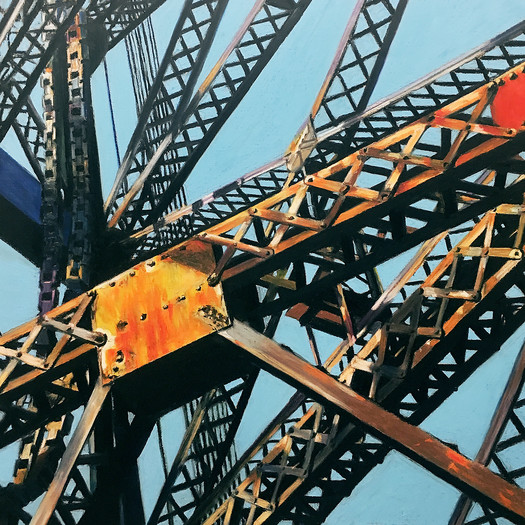Rusty Girders on a Sunny Afternoon allan gorman Exquisite Engineering Oil Sticks on Natural Linen