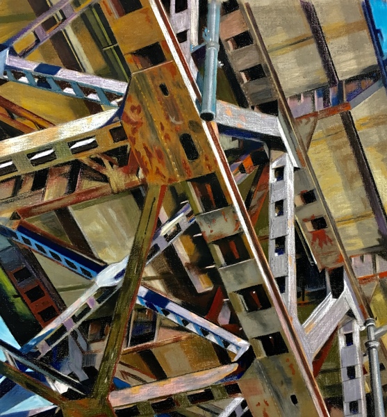 Holding up the Sky allan gorman Exquisite Engineering Oil sticks on raw linen