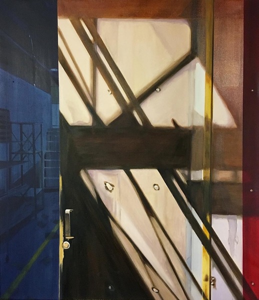 Shadows on a Steel Door allan gorman Featured Paintings Oil on Linen