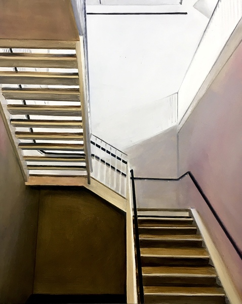 Stairs on 26th Street allan gorman Featured Paintings Oil on Panel