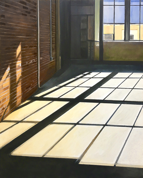 Empty Office with a Brick Wall allan gorman Featured Paintings Oil on Panel