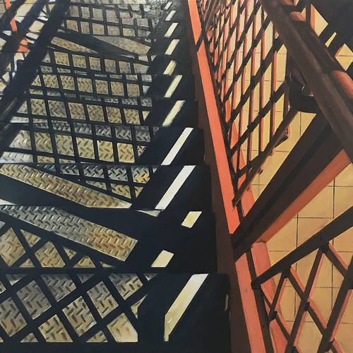Stairs at Broad Street Station allan gorman Featured Paintings Oil on Panel
