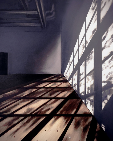 Black Door in an Empty Store allan gorman Featured Paintings Oil on Panel