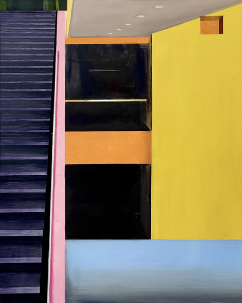 27 Purple Steps and a Yellow Wall allan gorman Featured Paintings Oil on Panel