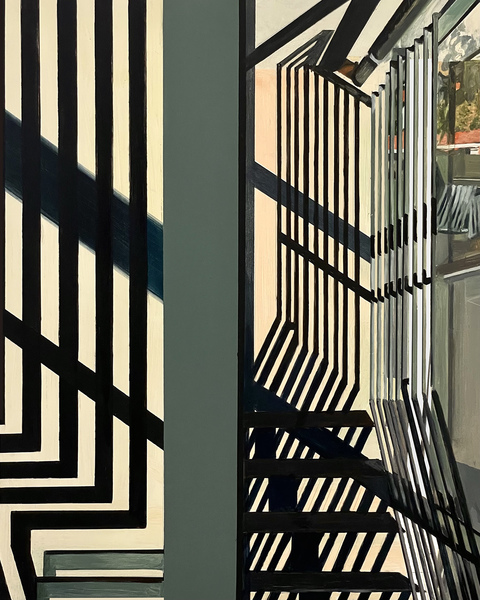 Shadows in the Stairwell allan gorman Featured Paintings Oil on Panel
