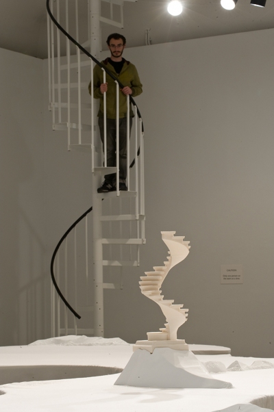  Anderson Gallery, VCU steel spiral staircase, grip tread, PVC handrail