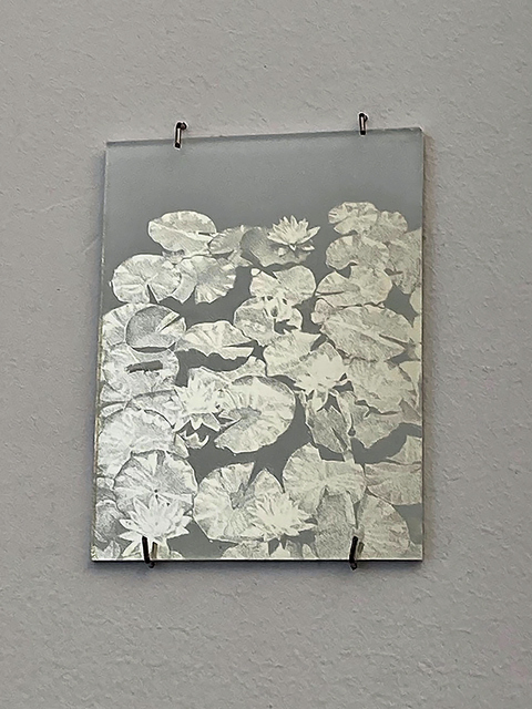 Anne Peabody Drawings Platinum leaf and white paint on glass