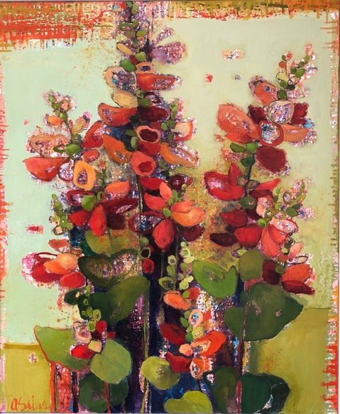 Red Physostegia #1618 Anne Salas Paintings Oil on Canvas