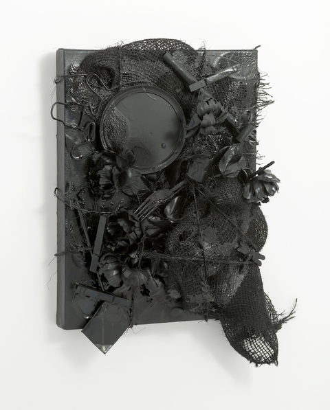 Letter Rack After Cornelis Gijsbrechts Trompe l'Oeil Mixed media: Found objects, sisal twine, and paint on canvas