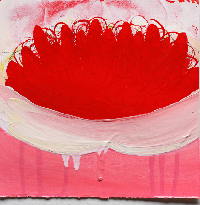 "Crimson" Anya Spielman Works on Paper Oil no Paper