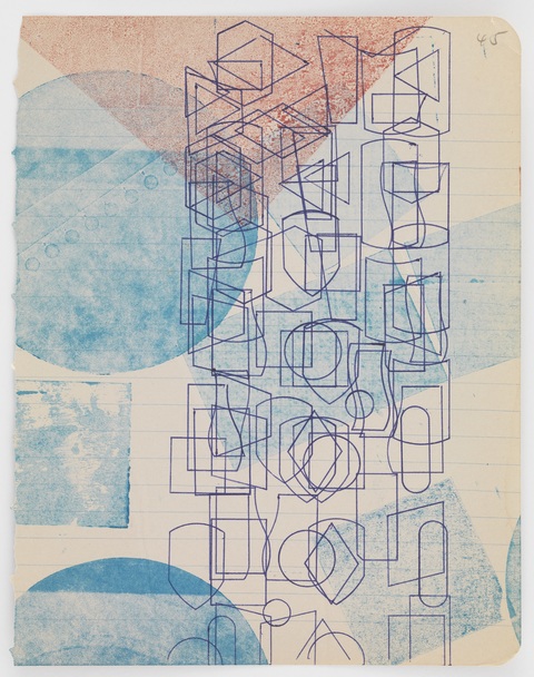 Pen Stenciled Ghost-printed Austin Thomas Works Monoprinted with Akua Intaglio Ink on notebook