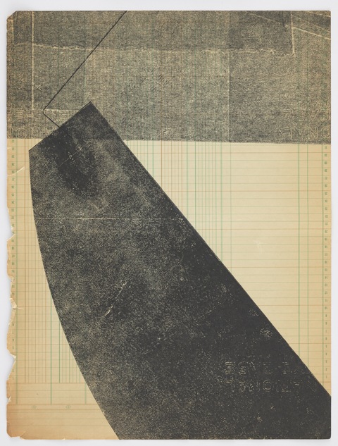 Ledger with Black Print Austin Thomas Works Monoprinted with Akua Intaglio Ink on Pantone paper