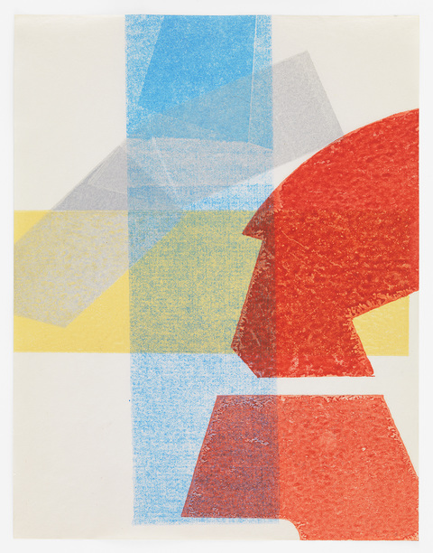 Gray Red Yellow Austin Thomas Works Monoprinted with Akua Intaglio Ink on typing paper