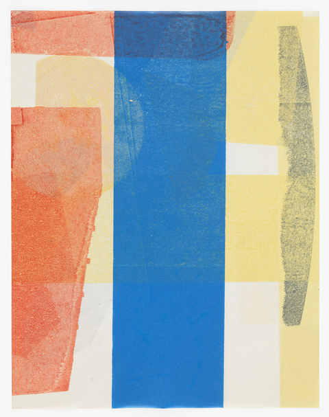 Solid Middle Blue Stripe Austin Thomas Works Monoprinted with Akua Intaglio Ink on typing paper