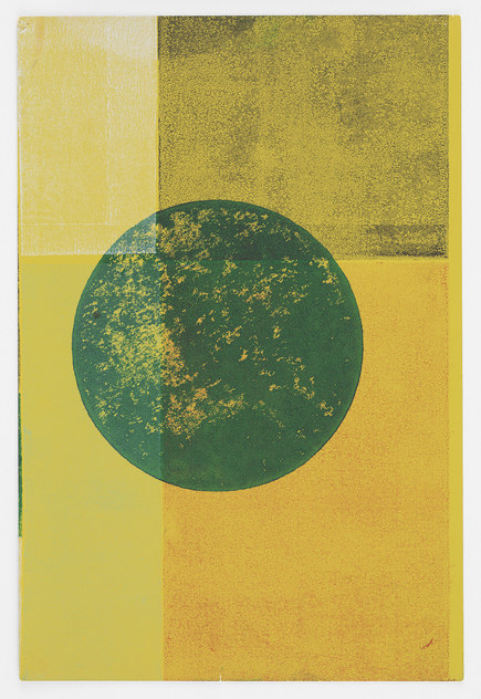 Green Colored Form Austin Thomas Works Monoprinted with Akua Intaglio Ink on Pantone paper