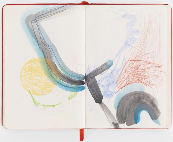 A little Yellow, Blue and Grey with Copper, Austin Thomas Works Watercolor, pen and pencil on paper
