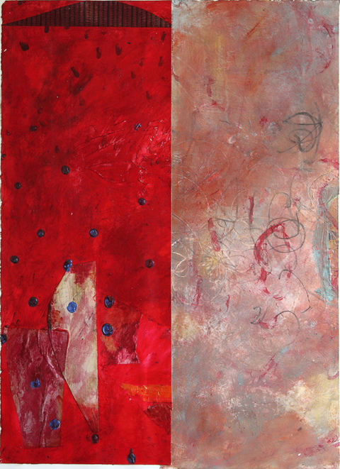 Barbara Straussberg Side by Side Acrylic, Paper Collage and Graphite on Paper