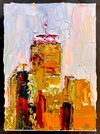 The Pru Skyline, Boston LLVI (#106) Pink Night Lights on the Pru The Pru Skyline, Boston Series impasto oil on canvas