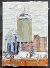 The Pru Skyline, Boston LLXV (#115) White Sky Before the Blizzard of '26 (with passing seagull The Pru Skyline, Boston Series impasto oil paint on canvas