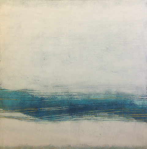 RUSHING RIVER Bluestone Fine Art Gallery HAMPTONS VIRTUAL EXHIBITION Oil & Cold Wax, Framed