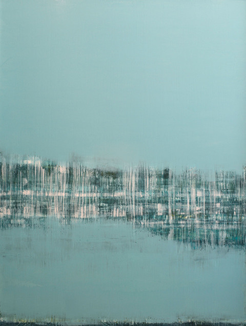 REFLECTING RAIN Bluestone Fine Art Gallery HAMPTONS VIRTUAL EXHIBITION Oil & Cold Wax, Framed