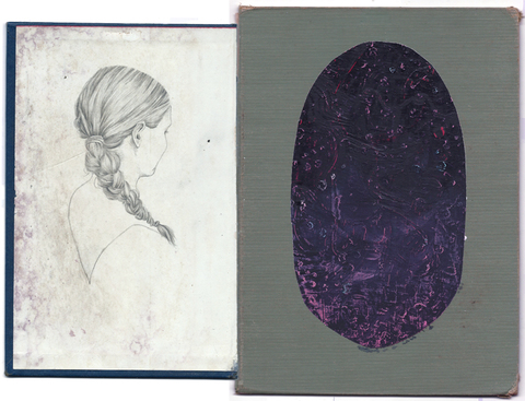 Brian Hitselberger Diptychs 2014 Oil paint, Graphite, chalk on found surfaces