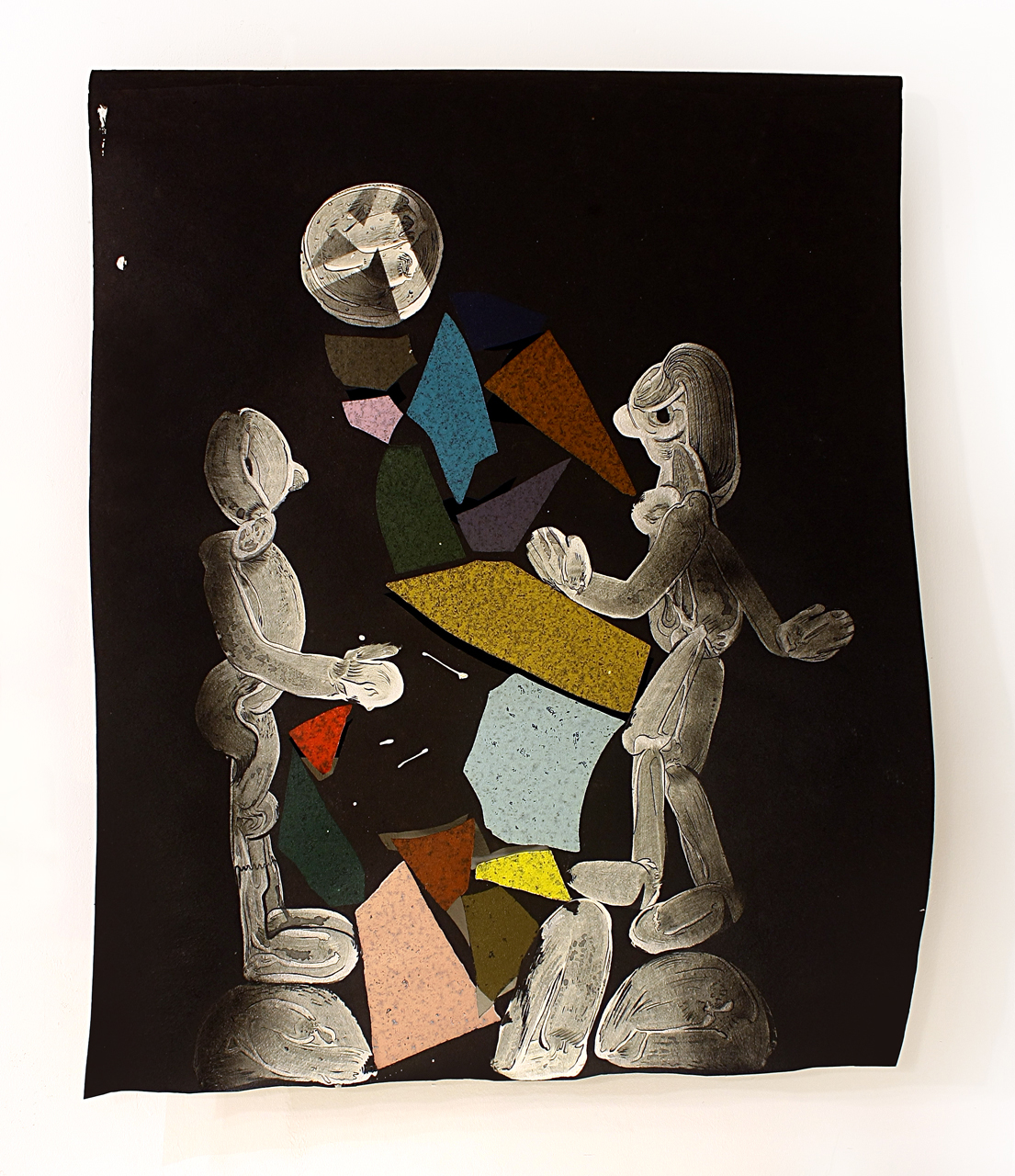 Untitled (painting upon waking 1/23/11) Bridget Mullen Archive Acrylic paint, spray paint, and printing on tar paper (colors printed with plexiglass shards)