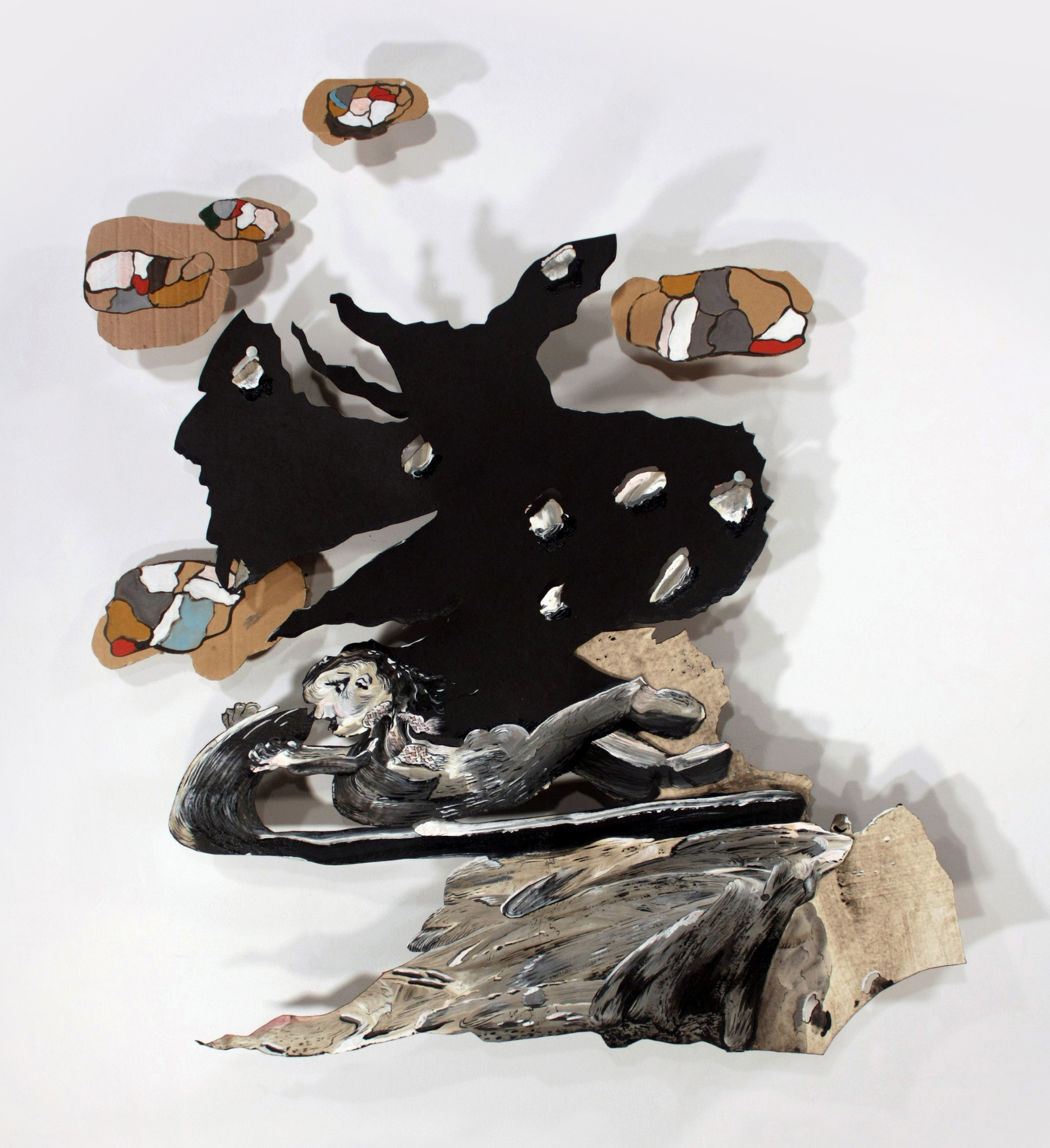 EVER HIGHER Bridget Mullen Archive Tar paper, acrylic paint, cardboard, nails