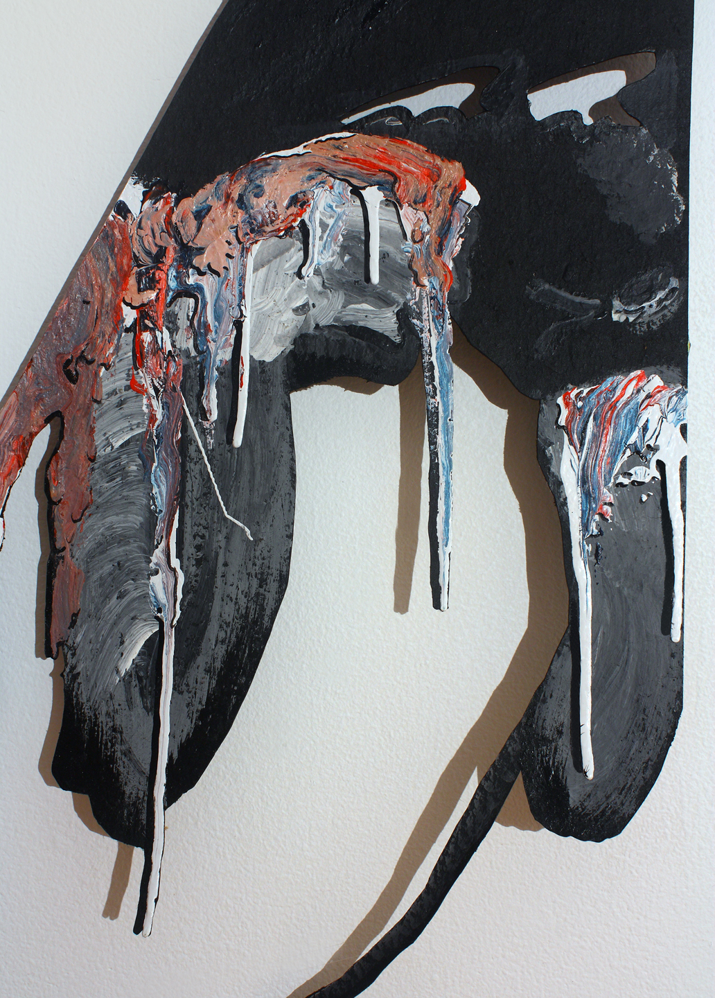 "Hot Doll Inside Her Hood" (detail) Bridget Mullen Archive Acrylic paint on tar paper, nails