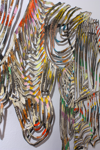 "Stovetop Stalactite" (detail) Bridget Mullen Archive Acrylic paint on tar paper, nails