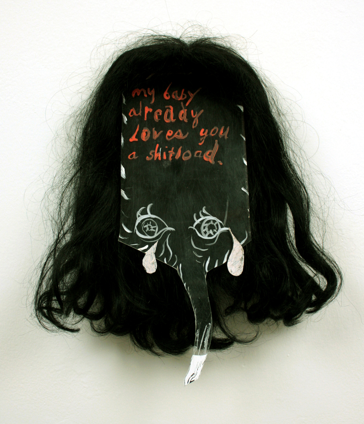 LITTLE BUDDHA Bridget Mullen Archive Plexiglass, hair, acrylic paint, nails, tar paper