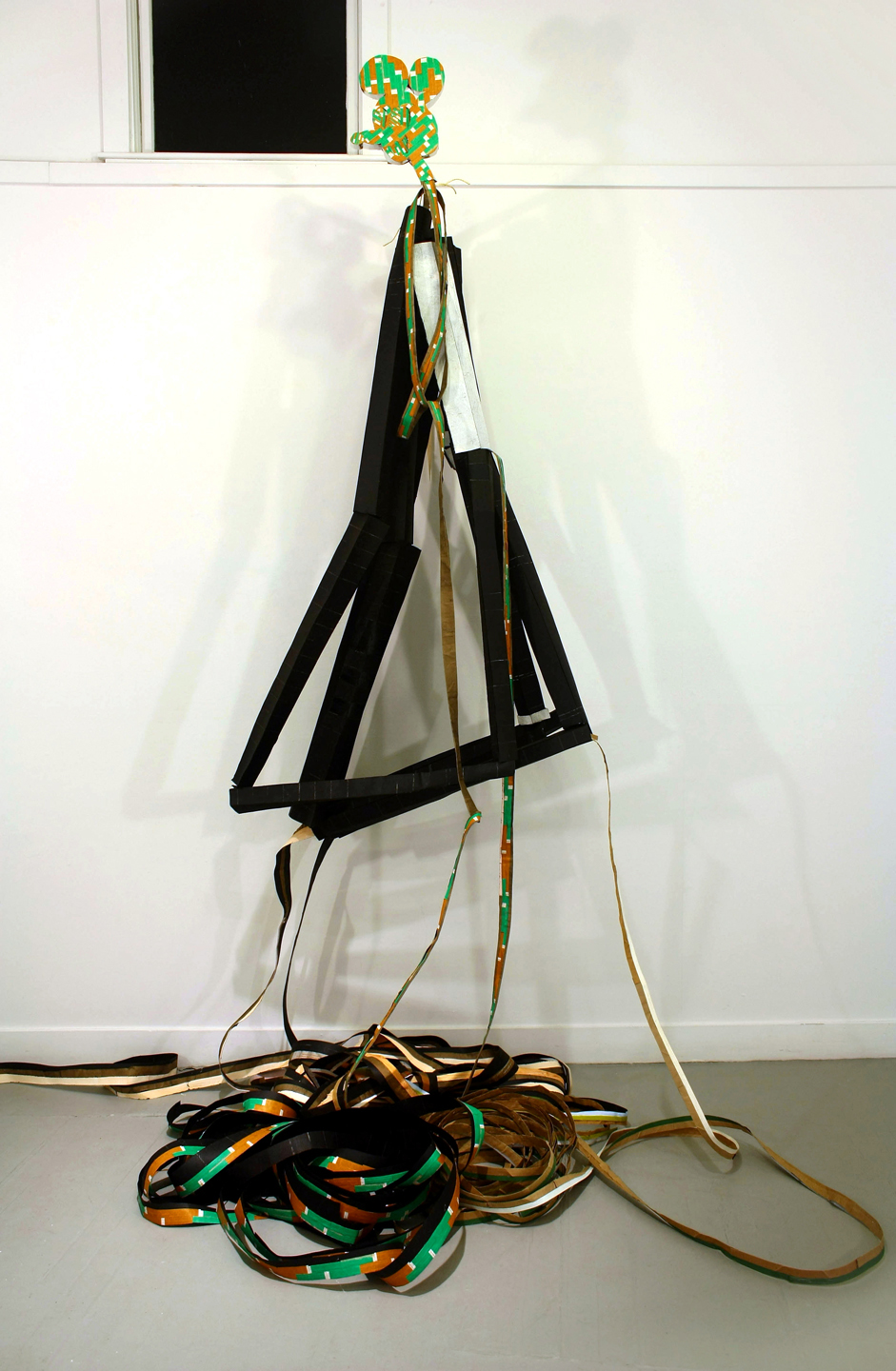 Untitled Bridget Mullen Archive Tar paper, wood, banding plastic, gummed sealing tape, acrylic paint, ink, wood, brown paper bags, cardboard
