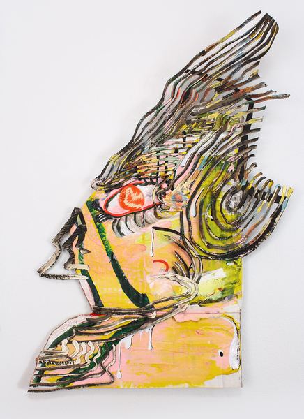 "What I Think I Look Like In My Winter Hat (Probably)" Bridget Mullen Archive Acrylic paint on cardboard and tar paper