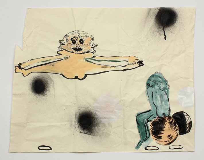"Paintball!" Bridget Mullen New Work Acrylic paint, spray paint, ink, found paper