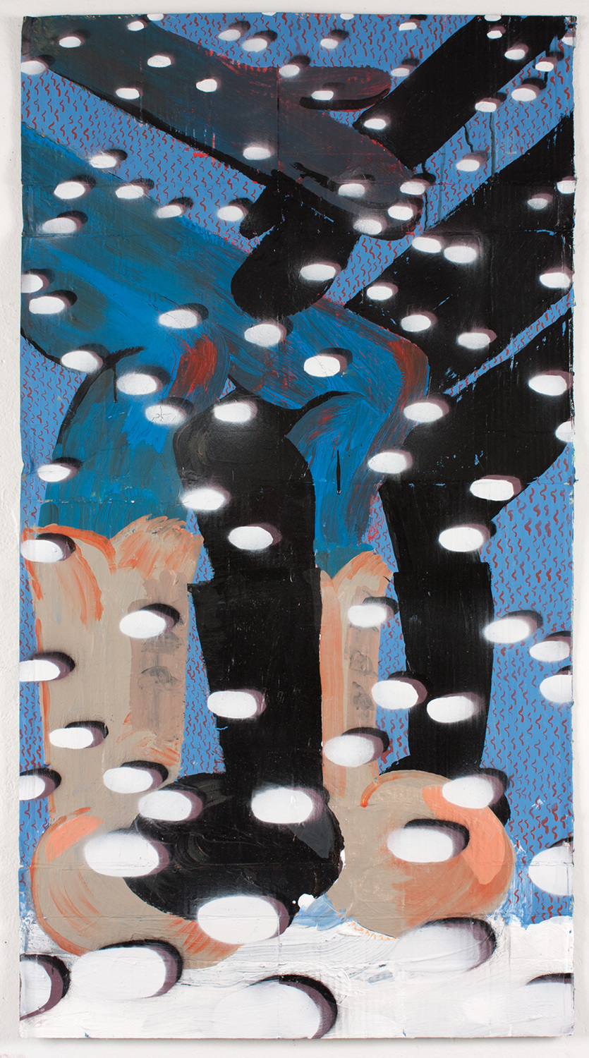 "Threshold Blues (Provincetown)" Bridget Mullen New Work Acrylic paint, spray paint, cardboard