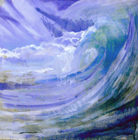 The Wave WAVES oil charcoal on canvas