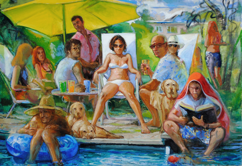 "Call First - Water Mill Summer" 40"x 50" oil 2013 FIGURES