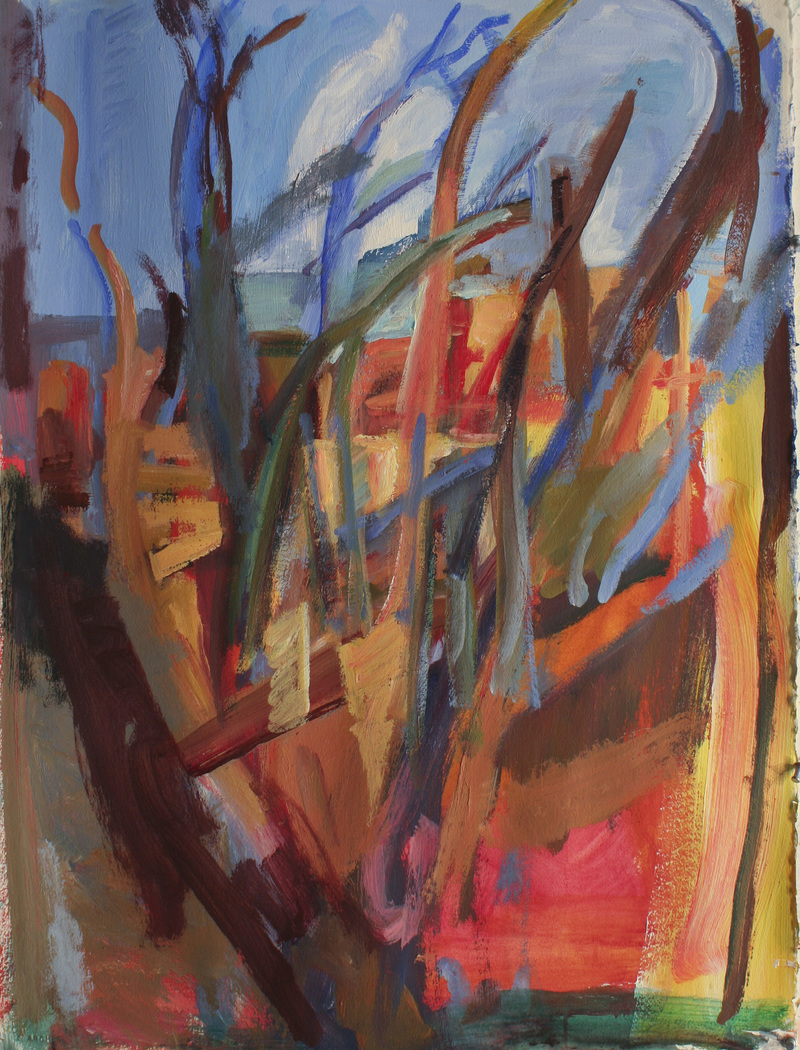 Red Tree Study TREES acrylic on peper