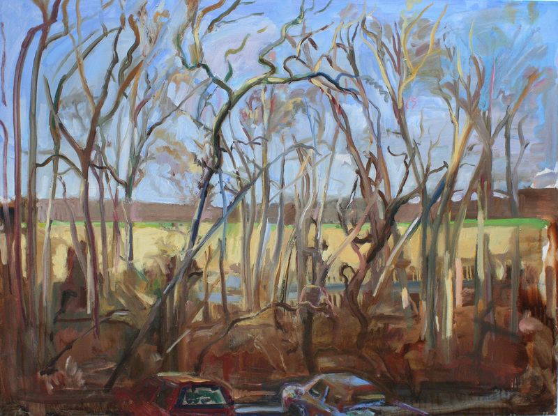 Early Spring View North TREES oil