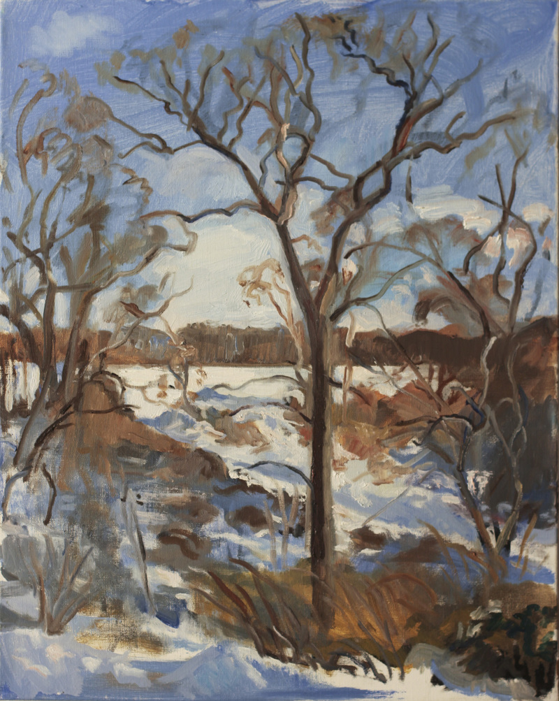 Snow mandala driveway TREES oil